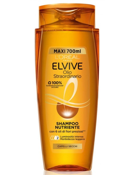 Elvive Shampoo 700ml Formato Xl - Olio Straordinario - Capelli Secchi